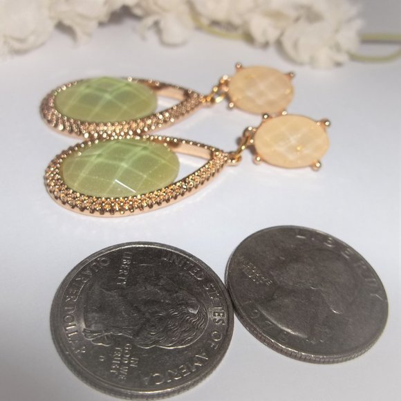 Pre-owned Earrings, Earrings, Yellow Green Gold Earrings, Green Earrings, 7675 - Picture 4 of 7